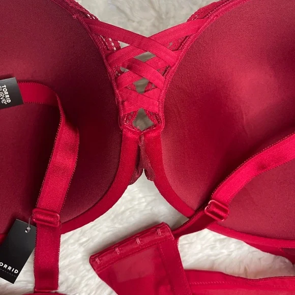 XO Plunge Push-Up Tattoo Lace Straight Back Bra 46D - Picture 8 of 16